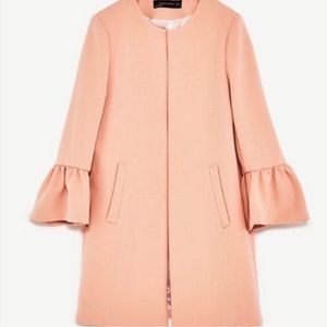 Zara pink ruffle sleeve coat 💕💕